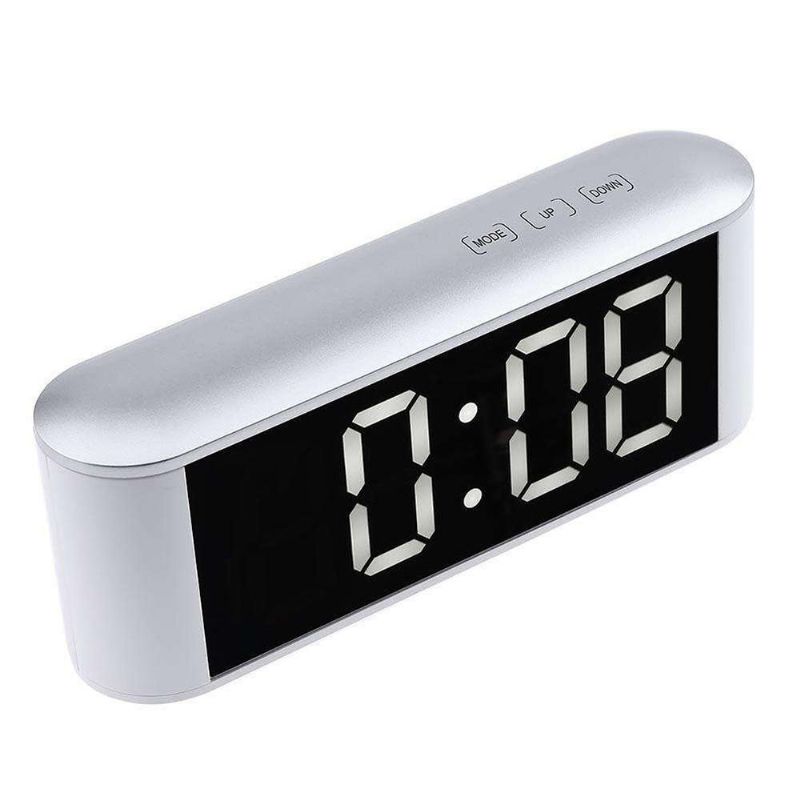 Pantalla De Tiempo Digital Reloj Con Espejo Led Táctil 3 Modos Brillo Temperatura Ajustable C F Alarma Snooze Función De Modo Nocturno Mesa De Luz Led Nocturna Despertador De Escritorio Despertador