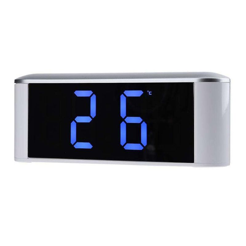 Pantalla De Tiempo Digital Reloj Con Espejo Led Táctil 3 Modos Brillo Temperatura Ajustable C F Alarma Snooze Función De Modo Nocturno Mesa De Luz Led Nocturna Despertador De Escritorio Despertador