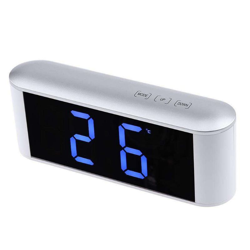 Pantalla De Tiempo Digital Reloj Con Espejo Led Táctil 3 Modos Brillo Temperatura Ajustable C F Alarma Snooze Función De Modo Nocturno Mesa De Luz Led Nocturna Despertador De Escritorio Despertador