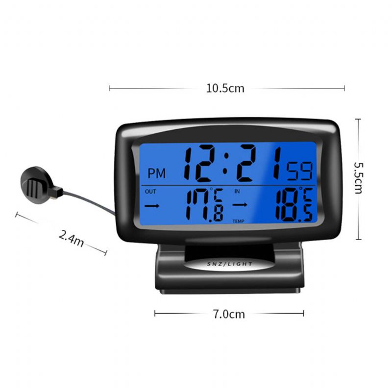 Portátil 2 En 1 Coche Termómetro Automático Reloj Calendario Pantalla Lcd Con Pantalla Digital Lcd