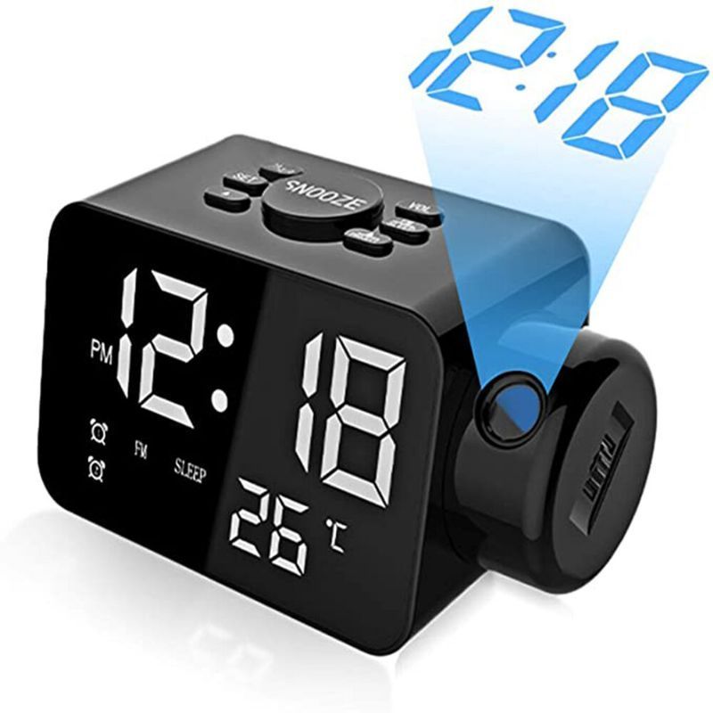 Proyección Reloj Digital Con Alarma Dual Radio Fm Con Atenuador De Brillo De Rango Completo Reloj Despertador Para Decoración Del Dormitorio Del Hogar Reloj