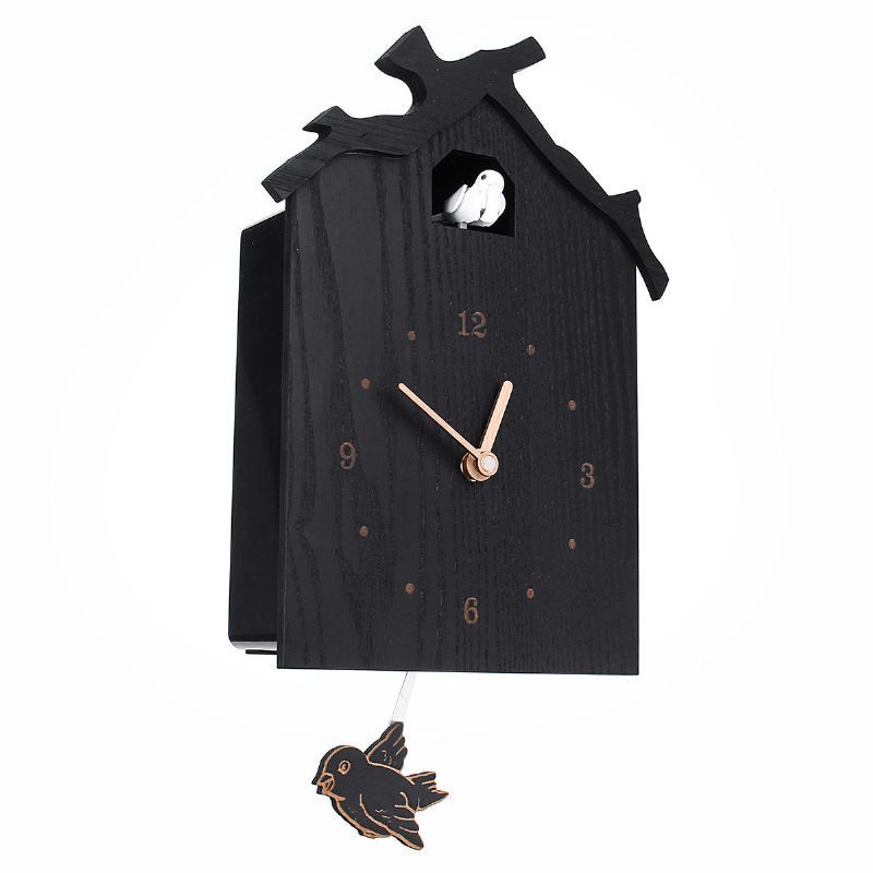 Reloj De Cuco De Pared Antiguo Negro Diy Hogar Regalo De Vacaciones De Navidad Presenta Péndulo Creativo Minimalista Retro