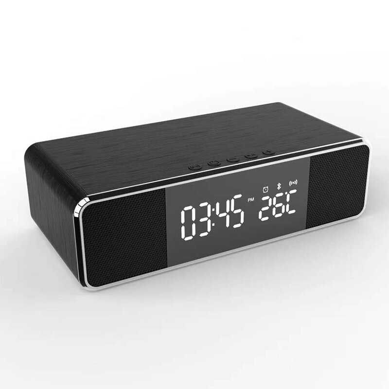 Reloj Despertador Bluetooth Inalámbrico Cargador De Teléfono Radio Fm Mesa Termómetro Digital Con Reloj Despertador Pantalla Reloj De Escritorio Para Decoración Del Hogar