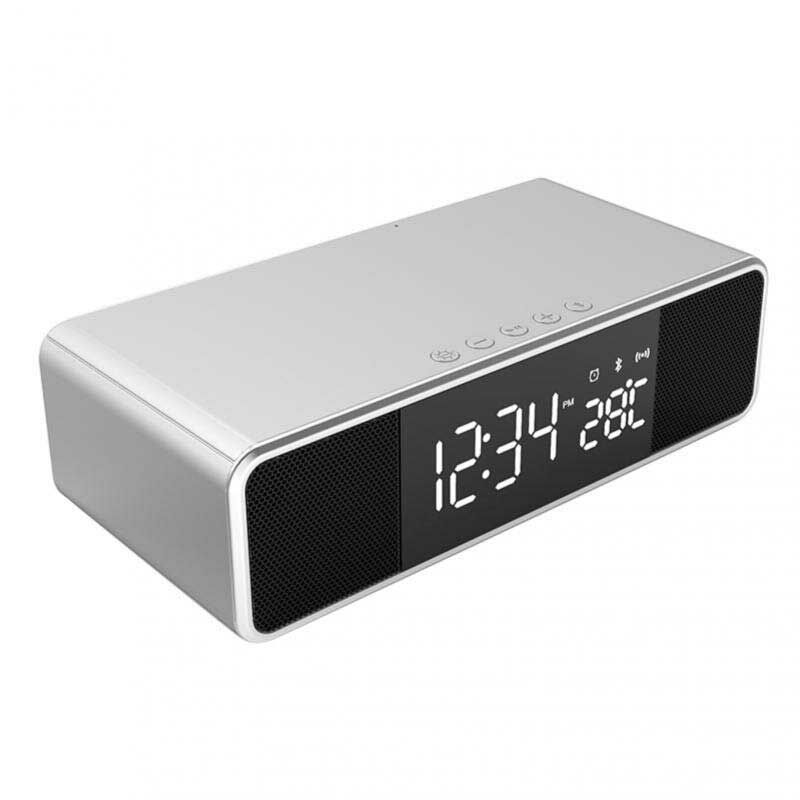 Reloj Despertador Bluetooth Inalámbrico Cargador De Teléfono Radio Fm Mesa Termómetro Digital Con Reloj Despertador Pantalla Reloj De Escritorio Para Decoración Del Hogar