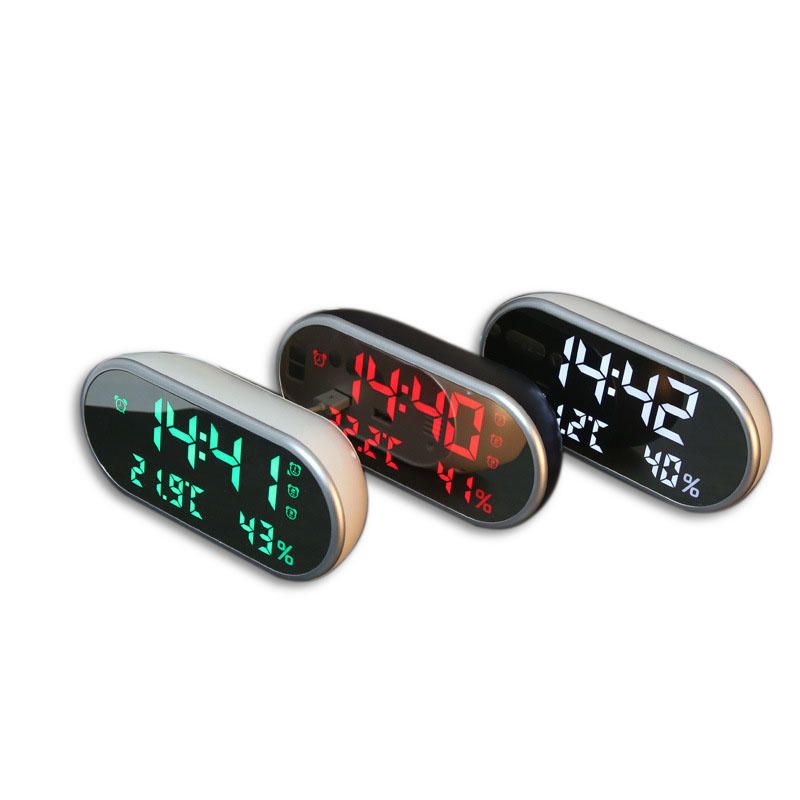 Reloj Despertador Digital Usb Espejo Portátil Pantalla Led Hd Con Tiempo Humedad Función De Visualización De Temperatura Puerto Usb Carga Higrómetro Electrónico Reloj Carga Del Teléfono Reloj Silencioso Para La Decoración Del Hogar