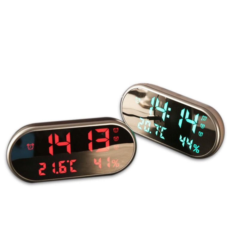 Reloj Despertador Digital Usb Espejo Portátil Pantalla Led Hd Con Tiempo Humedad Función De Visualización De Temperatura Puerto Usb Carga Higrómetro Electrónico Reloj Carga Del Teléfono Reloj Silencioso Para La Decoración Del Hogar