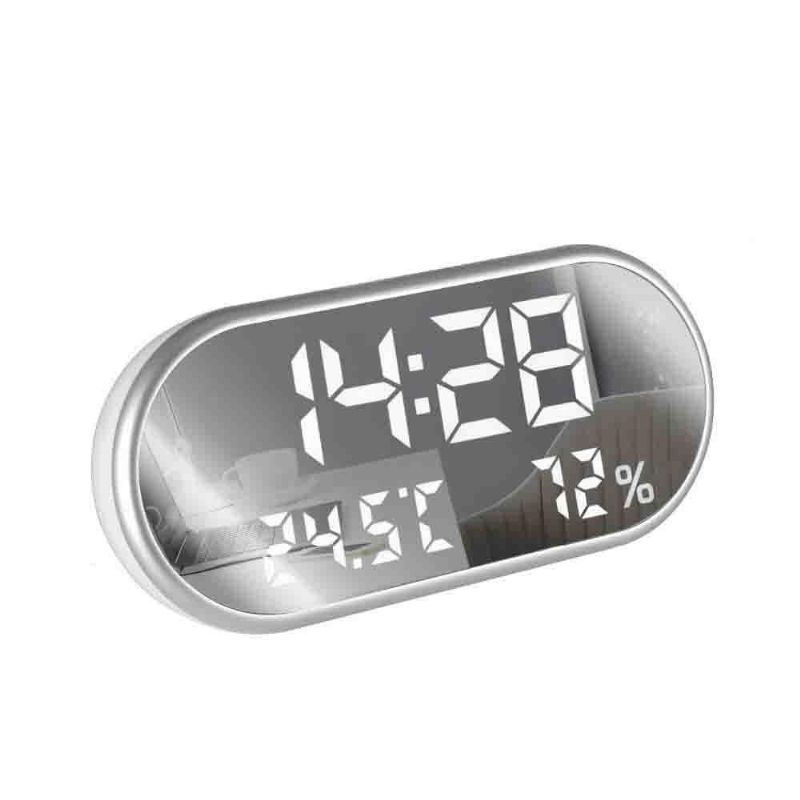 Reloj Despertador Digital Usb Espejo Portátil Pantalla Led Hd Con Tiempo Humedad Función De Visualización De Temperatura Puerto Usb Carga Higrómetro Electrónico Reloj Carga Del Teléfono Reloj Silencioso Para La Decoración Del Hogar