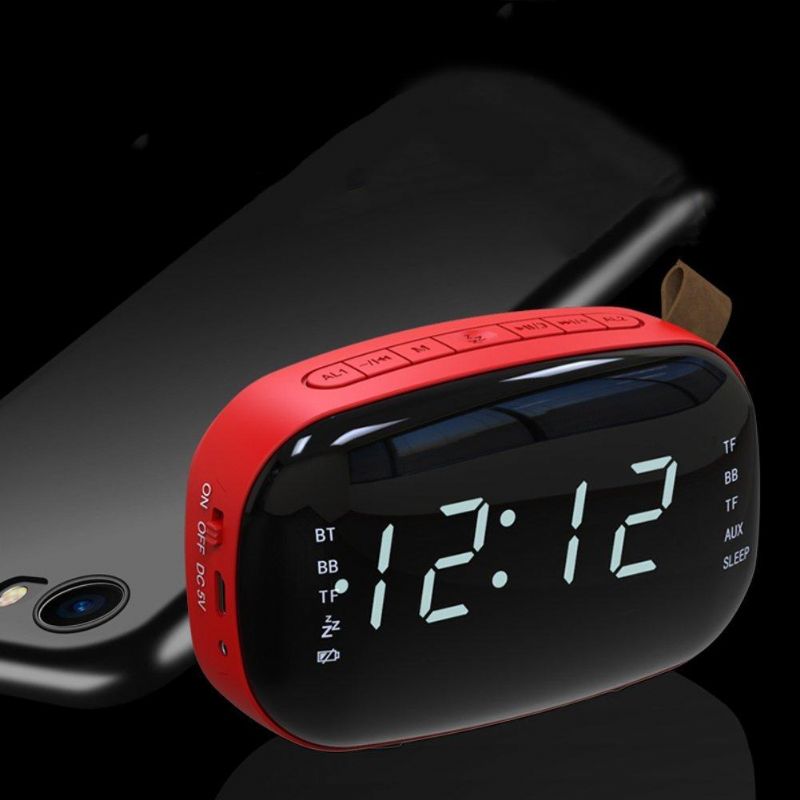 Reloj Despertador Doble Digital Led Con Temporizador De Sueño Función De Repetición Reloj De Mesa Con Caja De Altavoz Bluethooth