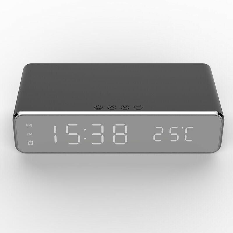 Reloj Despertador Eléctrico Led 12 24h Con Teléfono Cargador Inalámbrico Mesa Termómetro Digital Pantalla Reloj De Escritorio