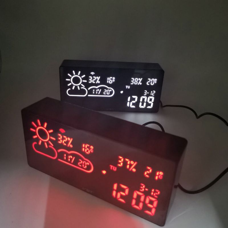 Reloj Despertador Estación Meteorológica Temperatura Luz De Fondo Reloj De Mesa Para Sala De Estar Oficina Dormitorio Decoración Reloj De Escritorio