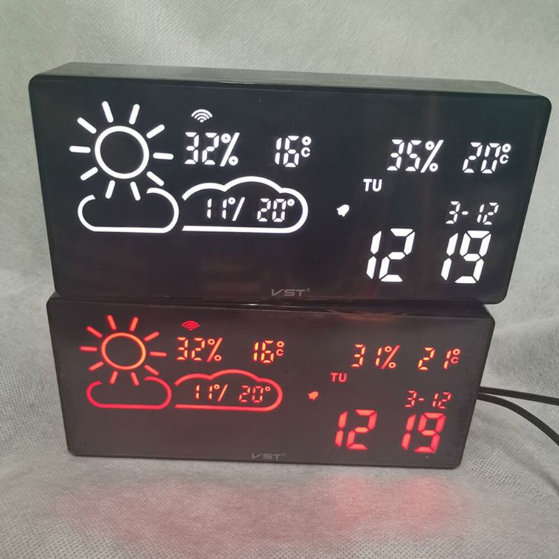 Reloj Despertador Estación Meteorológica Temperatura Luz De Fondo Reloj De Mesa Para Sala De Estar Oficina Dormitorio Decoración Reloj De Escritorio