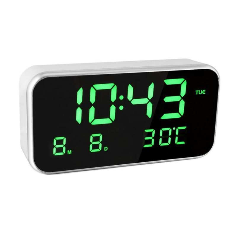 Reloj Despertador De Música Multifunción Digital Led De Pantalla Grande Con Fecha Y Semana De Temperatura Reloj De Espejo De Noche Digital De Escritorio