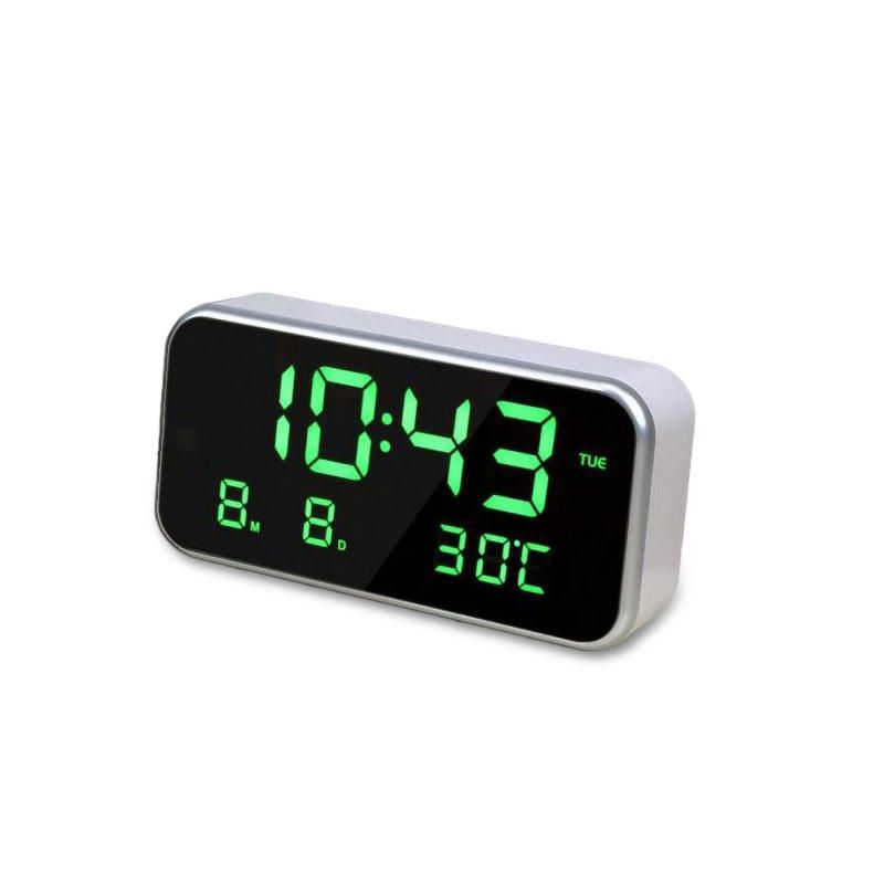 Reloj Despertador De Música Multifunción Digital Led De Pantalla Grande Con Fecha Y Semana De Temperatura Reloj De Espejo De Noche Digital De Escritorio