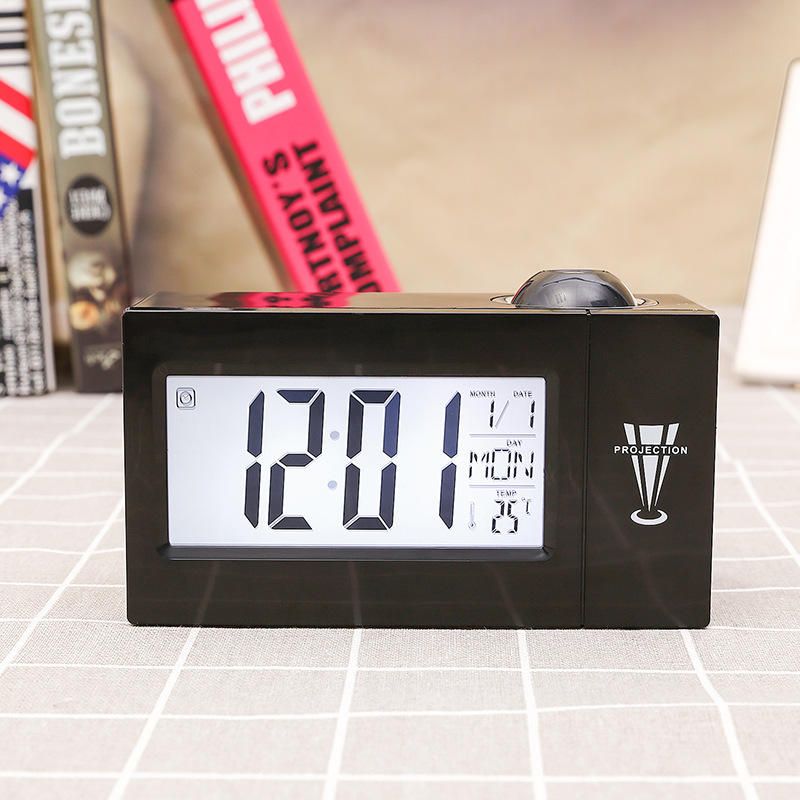 Reloj Digital Binwo Reloj Despertador Con Proyección De Hora De Cabecera Con Pantalla Led Grande De 4 Pulgada Para El Día Fecha Temperatura Humedad Reloj Despertador Fuerte Con Retroiluminación Inteligente