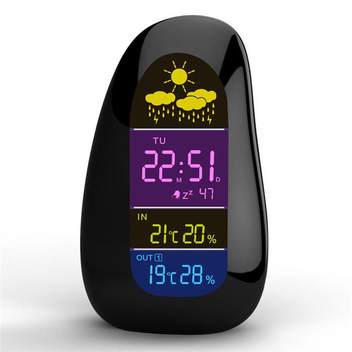 Reloj Inalámbrico De Estación Meteorológica Pebble Led Reloj Despertador Informe Meteorológico Inalámbrico