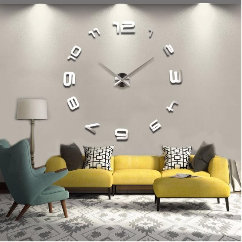 Reloj De Pared 3d Diy Grande Para Decoración Del Hogar Pegatina De Espejo Reloj Decorativo Artístico