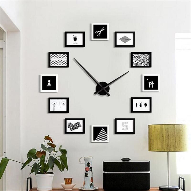 Reloj De Pared Con Foto De 12 Marcos Decoración Del Hogar De La Sala De Estar Del Estilo Nórdico Moderno