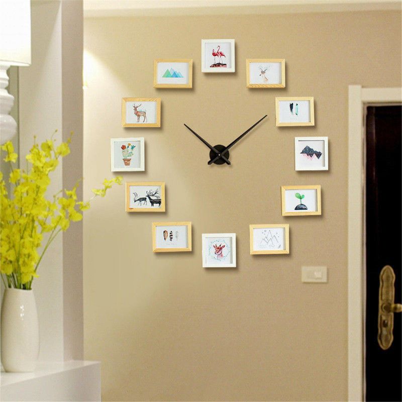 Reloj De Pared Con Foto De 12 Marcos Decoración Del Hogar De La Sala De Estar Del Estilo Nórdico Moderno