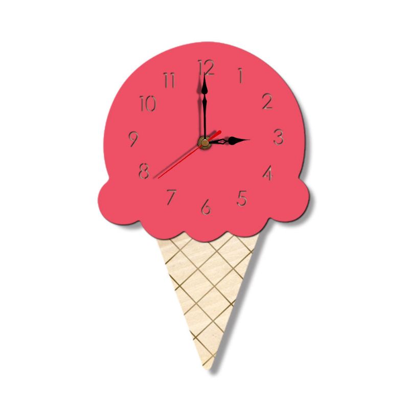 Reloj De Pared Creativo De Dibujos Animados Para El Hogar Reloj De Acrílico Para Sala De Estar Con Helado Para Niños