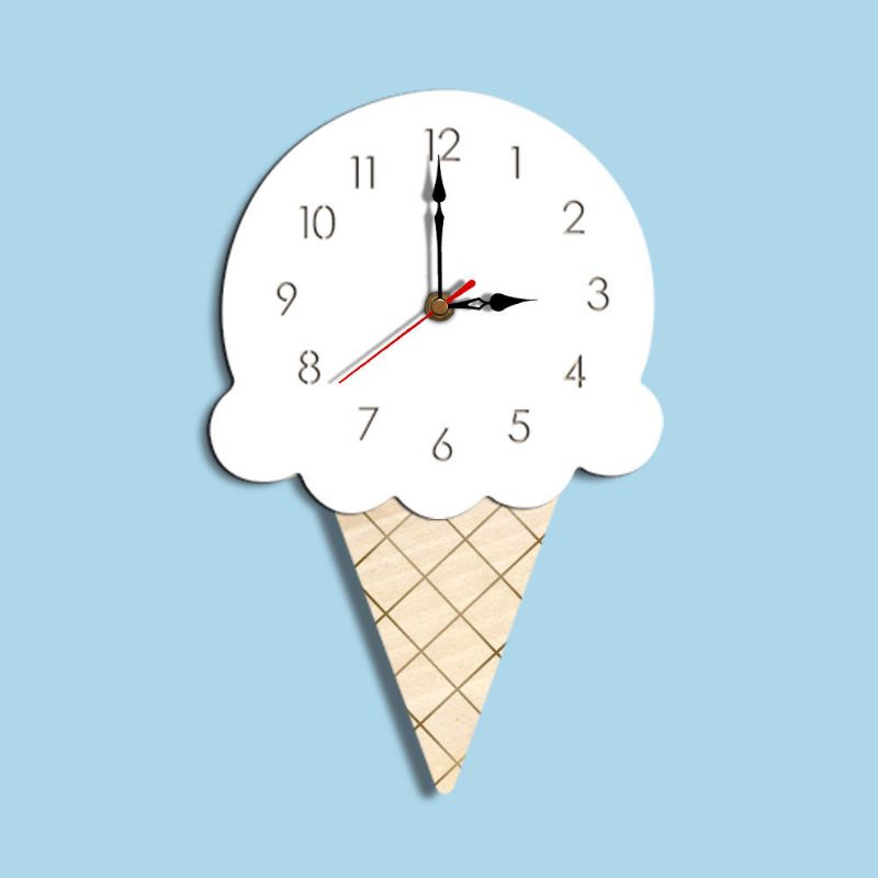 Reloj De Pared Creativo De Dibujos Animados Para El Hogar Reloj De Acrílico Para Sala De Estar Con Helado Para Niños