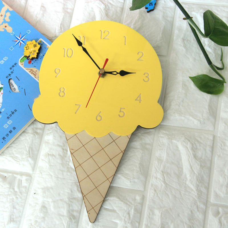 Reloj De Pared Creativo De Dibujos Animados Para El Hogar Reloj De Acrílico Para Sala De Estar Con Helado Para Niños