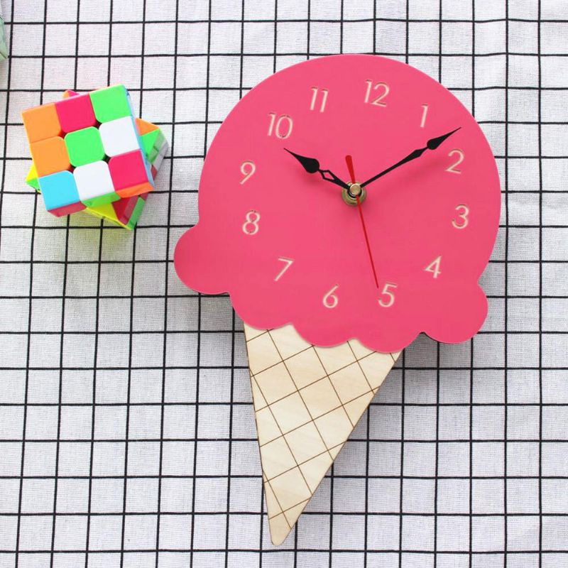 Reloj De Pared Creativo De Dibujos Animados Para El Hogar Reloj De Acrílico Para Sala De Estar Con Helado Para Niños