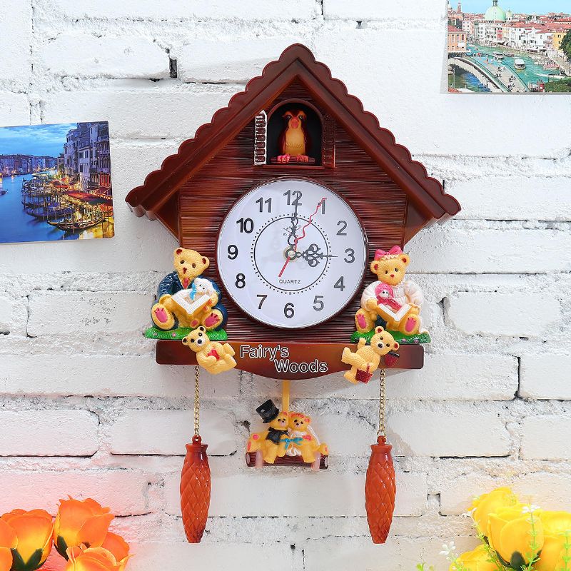 Reloj De Pared De Cuco De Madera Antiguo Reloj De Alarma Colgante De Campana De Tiempo De Pájaro Reloj De Pared Decoración Para El Hogar