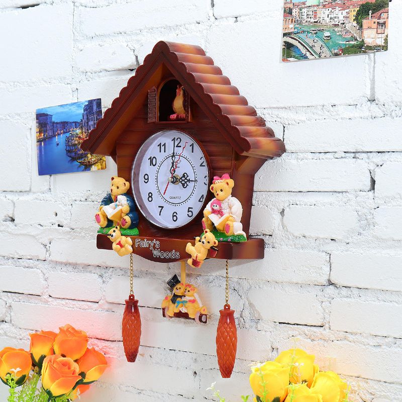 Reloj De Pared De Cuco De Madera Antiguo Reloj De Alarma Colgante De Campana De Tiempo De Pájaro Reloj De Pared Decoración Para El Hogar