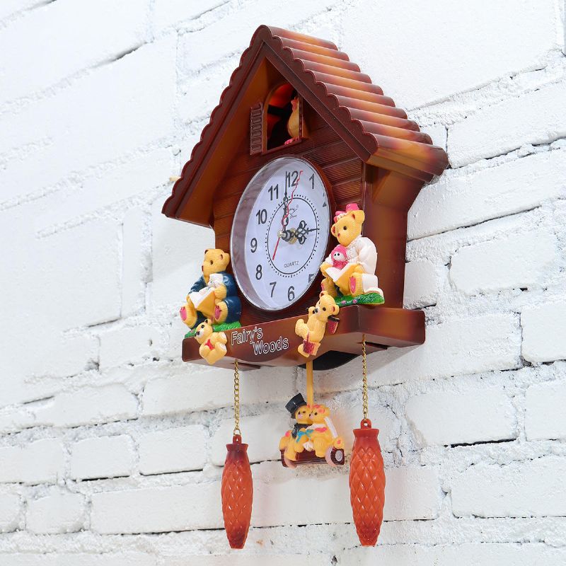 Reloj De Pared De Cuco De Madera Antiguo Reloj De Alarma Colgante De Campana De Tiempo De Pájaro Reloj De Pared Decoración Para El Hogar