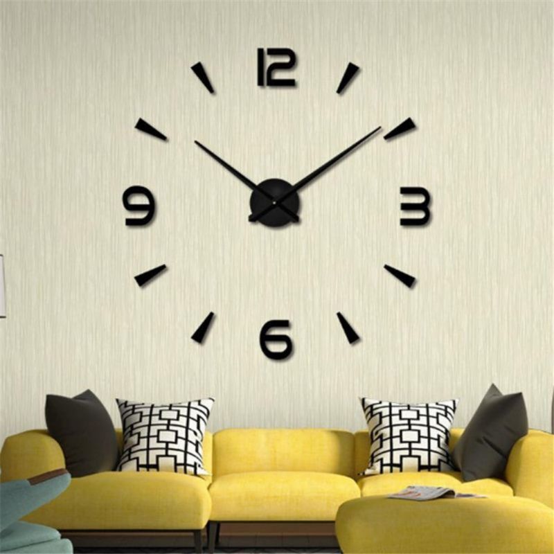 Reloj De Pared Diy 3d Grande Sin Marco Pegatinas De Espejo Silencioso Decoración De La Escuela De La Oficina En El Hogar