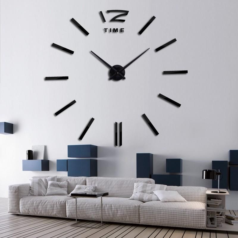 Reloj De Pared Diy Moderno Reloj De Pared 3d Sin Marco Grande Pegatinas De Espejo Silencioso Hogar Sala De Estar Decoración De Oficina