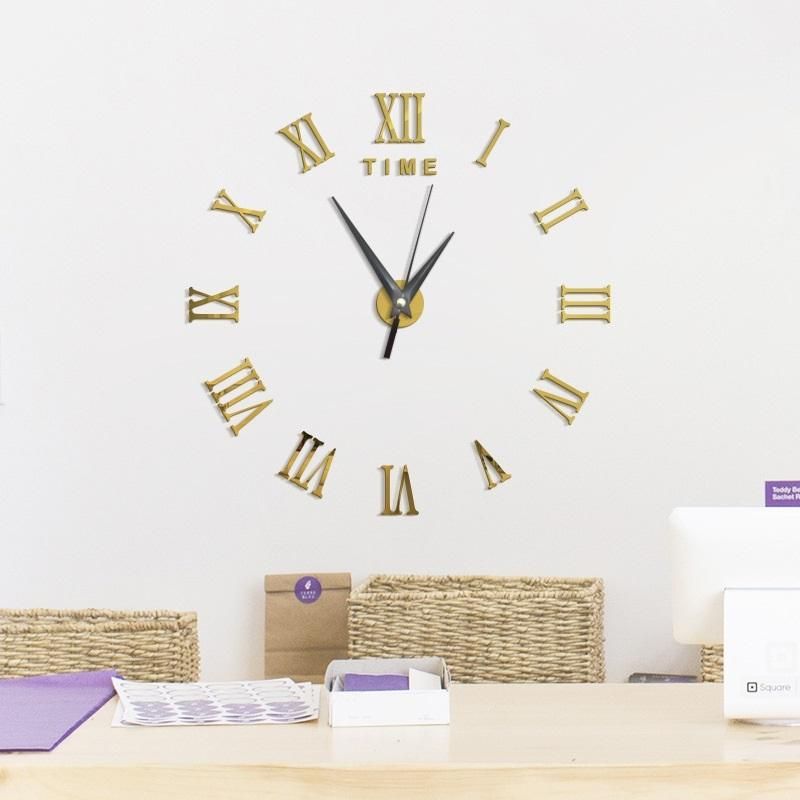 Reloj De Pared Grande 3d Diy Números Romanos Reloj Espejo Sin Marco Superficie Etiqueta De La Pared Decoración Del Hogar Para Sala De Estar Dormitorio