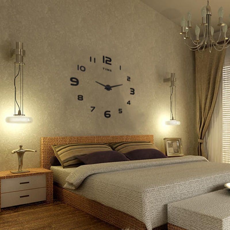 Reloj De Pared Grande Decorativo 3d Bricolaje Lujoso Silencioso Y Moderno Decoraciones Para El Hogar Superficie Del Espejo