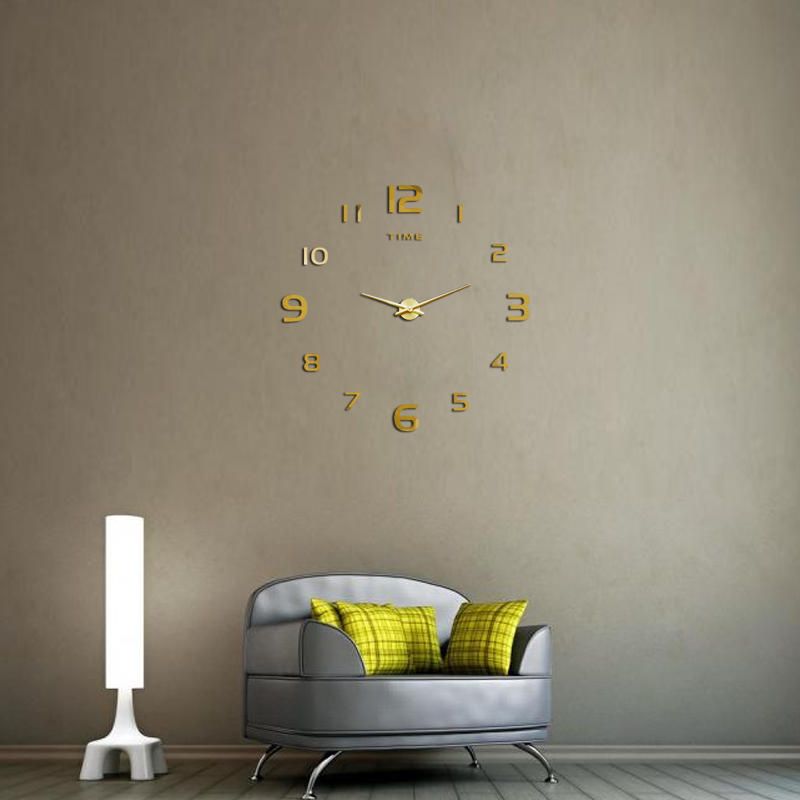 Reloj De Pared Grande Decorativo 3d Bricolaje Lujoso Silencioso Y Moderno Decoraciones Para El Hogar Superficie Del Espejo