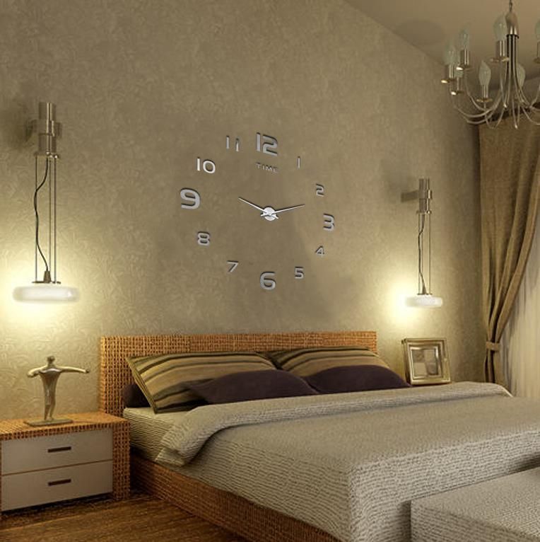 Reloj De Pared Grande Decorativo 3d Bricolaje Lujoso Silencioso Y Moderno Decoraciones Para El Hogar Superficie Del Espejo