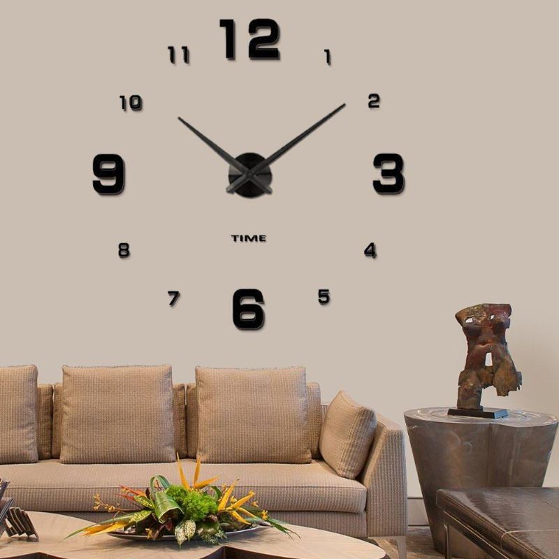 Reloj De Pared Grande Sin Marco Diy Silencioso Moderno Etiqueta De Espejo 3d Relojes Grandes De Metal Decoraciones De Oficina En Casa