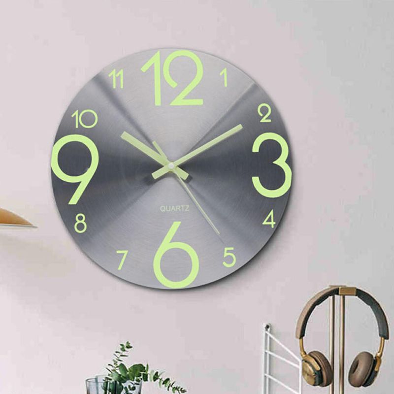 Reloj De Pared Luminoso Número Relojes Colgantes De Cuarzo Que Brillan En La Oscuridad Decoración Del Dormitorio