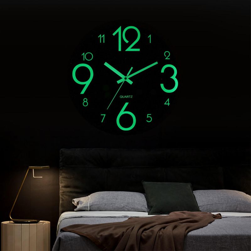 Reloj De Pared Luminoso Número Relojes Colgantes De Cuarzo Que Brillan En La Oscuridad Decoración Del Dormitorio