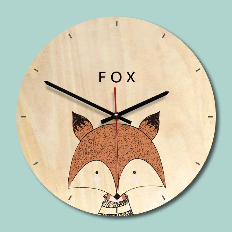 Reloj De Pared De Madera Sala De Estar Impresión De Animales De Madera Pintura Reloj De Pared Reloj Creativo Decoración Del Hogar