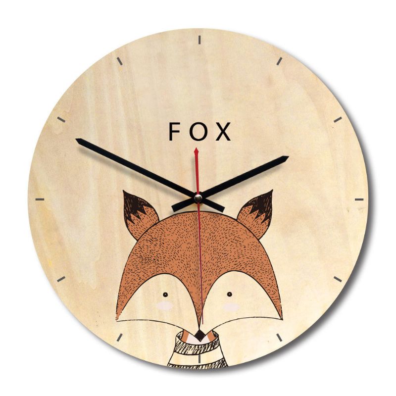 Reloj De Pared De Madera Sala De Estar Impresión De Animales De Madera Pintura Reloj De Pared Reloj Creativo Decoración Del Hogar