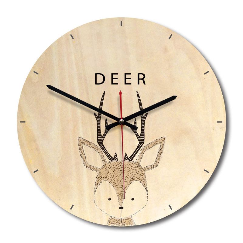 Reloj De Pared De Madera Sala De Estar Impresión De Animales De Madera Pintura Reloj De Pared Reloj Creativo Decoración Del Hogar