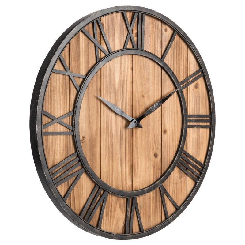 Reloj De Pared De Madera Silencioso Redondo Creativo Reloj Decorativo Para Decoración Del Hogar De La Sala De Estar