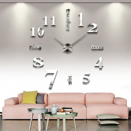 Reloj De Pared Moderno 3d Etiqueta De Espejo Reloj De Número Grande Único Reloj De Pared De Acrílico Con Número Para La Decoración Del Hogar