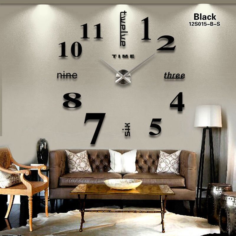 Reloj De Pared Moderno 3d Etiqueta De Espejo Reloj De Número Grande Único Reloj De Pared De Acrílico Con Número Para La Decoración Del Hogar