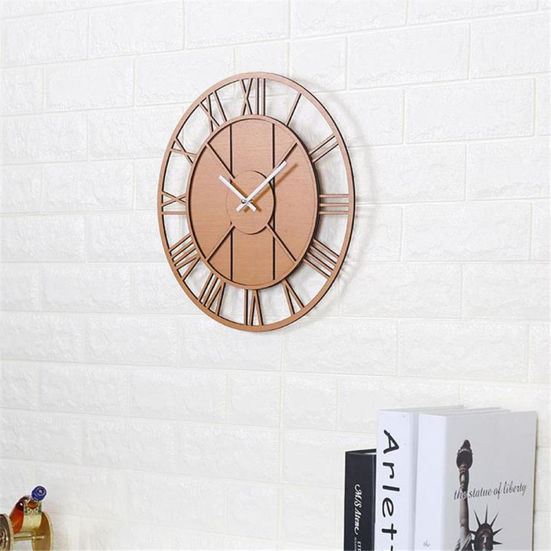 Reloj De Pared Moderno Movimiento Silencioso Redondo Esqueleto Número Romano Reloj De Habitación Minimalista Para El Hogar