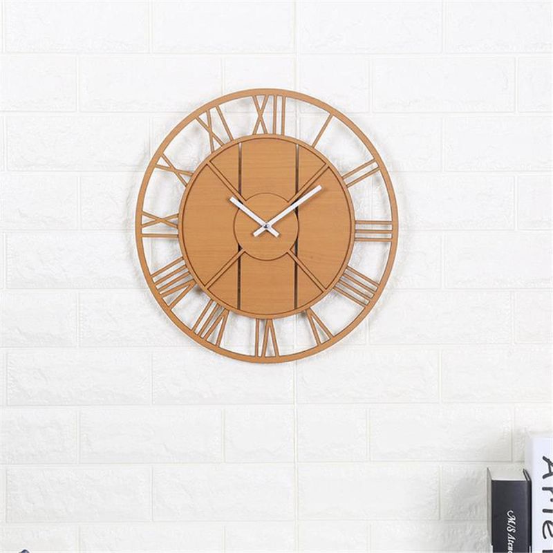 Reloj De Pared Moderno Movimiento Silencioso Redondo Esqueleto Número Romano Reloj De Habitación Minimalista Para El Hogar