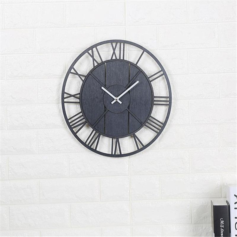 Reloj De Pared Moderno Movimiento Silencioso Redondo Esqueleto Número Romano Reloj De Habitación Minimalista Para El Hogar