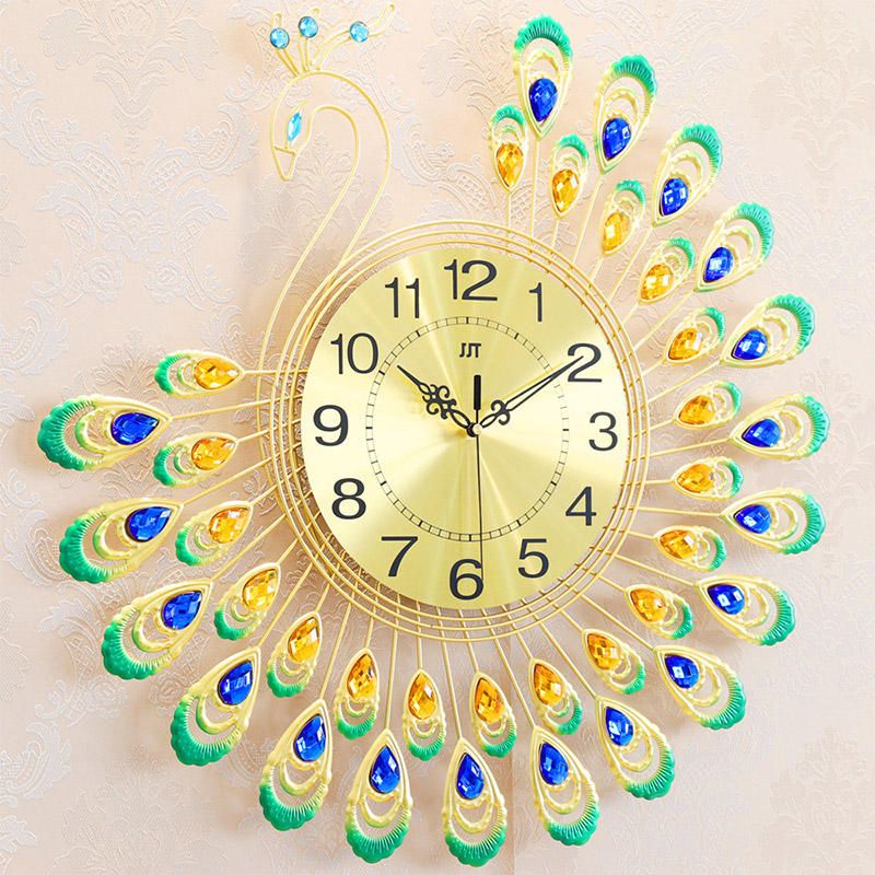 Reloj De Pared De Pavo Real Reloj De Moda Creativo Con Personalidad De Sala De Estar De Estilo Europeo