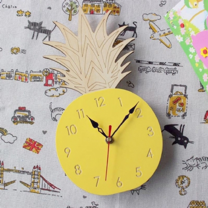 Reloj De Pared De Piña De Frutas Creativas Reloj De Madera Acrílico Para Sala De Estar Dormitorio De Niños Dibujos Animados Decorativos