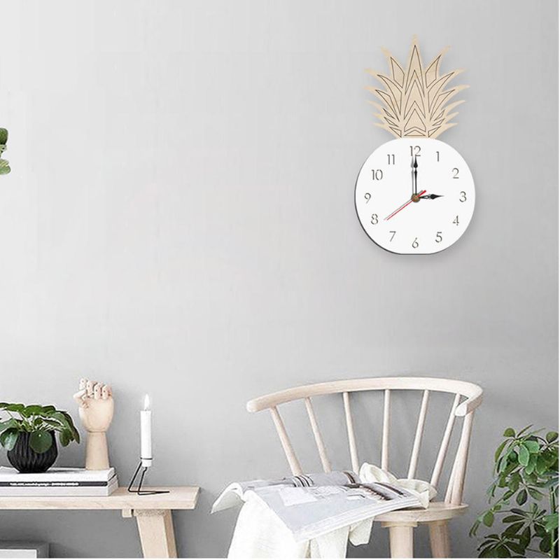 Reloj De Pared De Piña De Frutas Creativas Reloj De Madera Acrílico Para Sala De Estar Dormitorio De Niños Dibujos Animados Decorativos